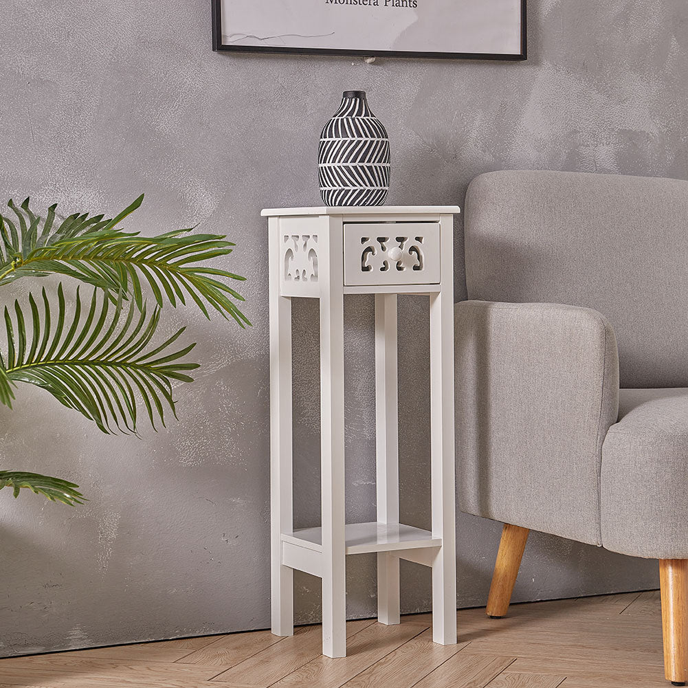 Tall Side Table Hall Furniture Wood Console White – Bathroom Deco