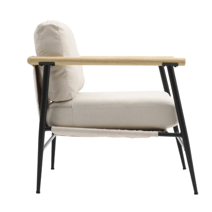 Linen Armchair with Thick Cushion