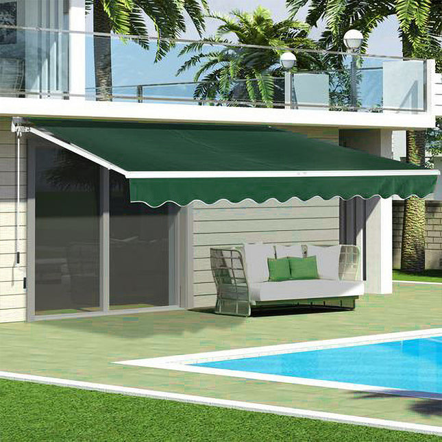 Outdoor Retractable DIY Manual Patio Awning Canopy Garden Shade Shelter, Green 250x200CM
