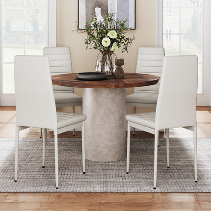 Set of 4 Modern Faux Leather Armless High Back Dining Chairs