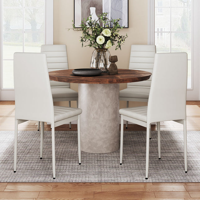 Set of 4 Modern Faux Leather Armless High Back Dining Chairs