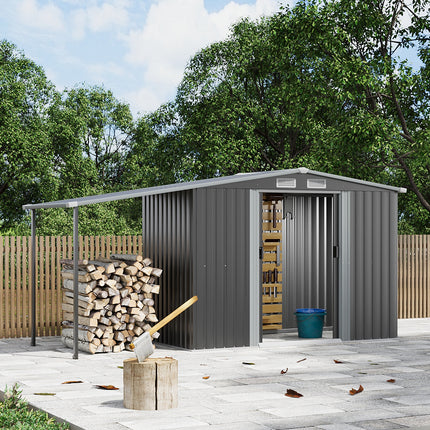 Outdoor Metal Storage Shed with Lean-to
