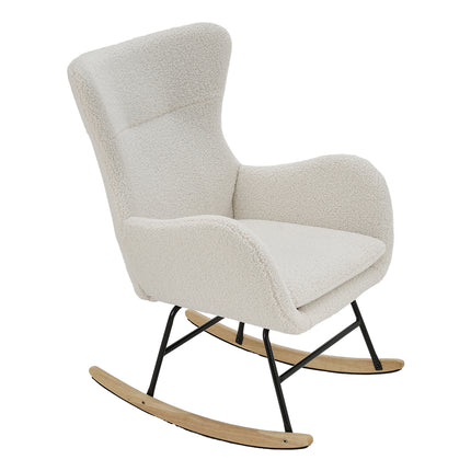Comfy Sherpa Upholstered Rocking Accent Chair with High Backrest and Armrests