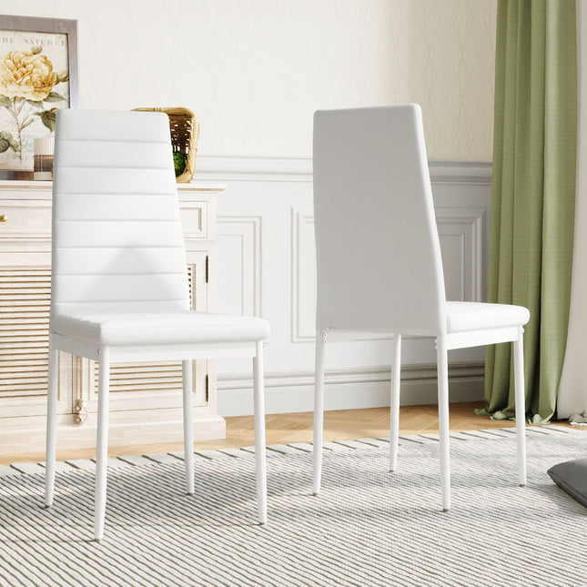 Set of 2 Modern Faux Leather Armless High Back Dining Chairs