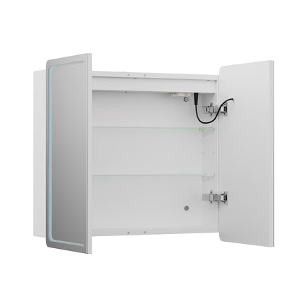 Double-Door Bathroom Mirror Cabinet with LED Lighting
