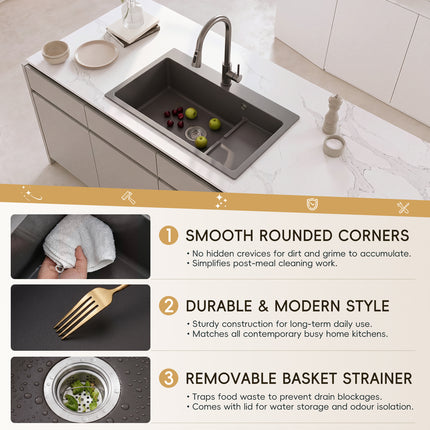 Modern Quartz Resin Composite Kitchen Sink with Waste Kit