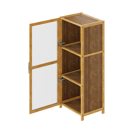 3-Tier Narrow Bookcase Storage Cabinet with Acrylic Door