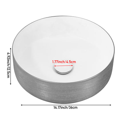 Round Ceramic Countertop Washbasin Vessel Sink