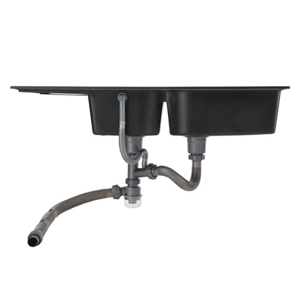 Double Bowl Quartz Resin Composite Kitchen Sink with Waste Kit