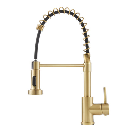 Commercial Swivel Pulldown Kitchen Faucet Gold