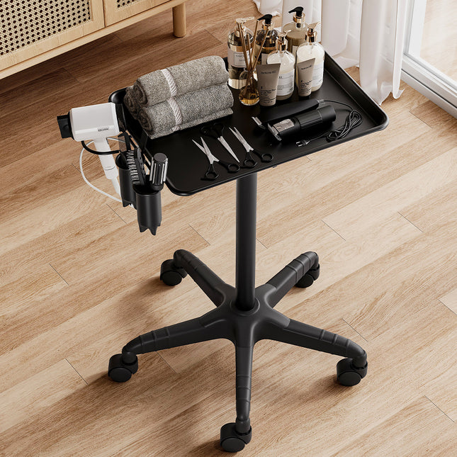 Black Adjustable Salon Tray Cart with Wheels