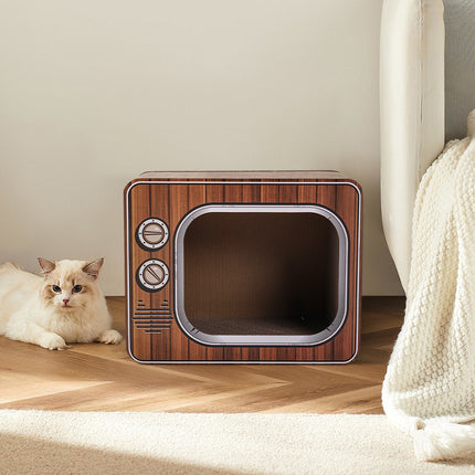 Pets Mood TV Shape Cat Scratcher House Bed