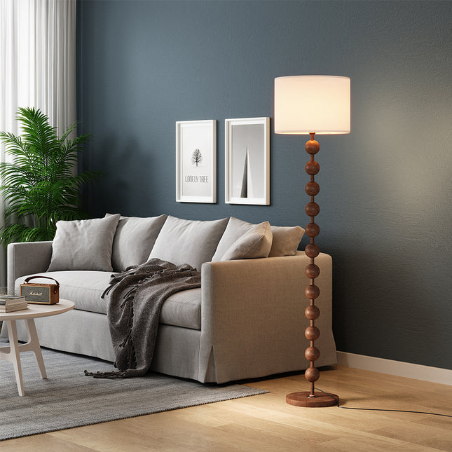Modern Chinese-Inspired Standing Floor Lamp with Fabric lampshade and Metal Base