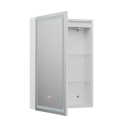 Single-Door Bathroom Mirror Cabinet with LED Lighting