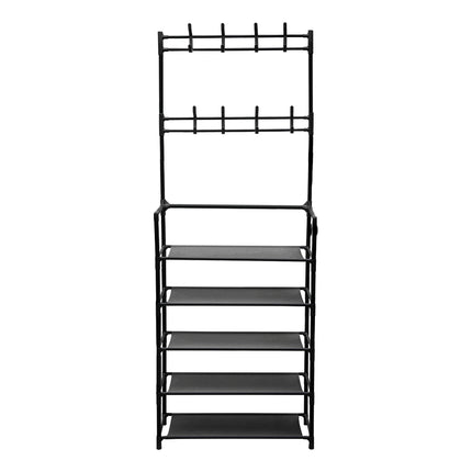 5-Tier Shoe Rack with Coat Hanger
