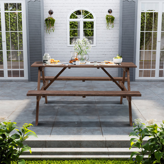 150cm Solid Wood Rectangle Picnic Table and Bench Set