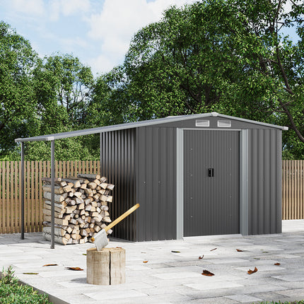 Outdoor Metal Storage Shed with Lean-to