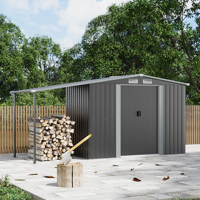Outdoor Metal Storage Shed with Lean-to