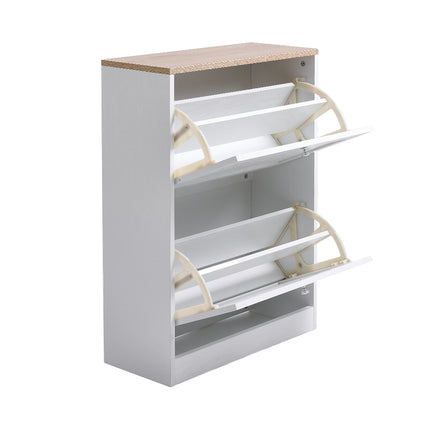 Wooden 2 Drawer Flip Down Shoe Cabinet