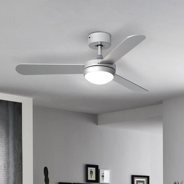 42 Inch Silver Ceiling Fan with LED Light Kit 3 Blades and Remote Control