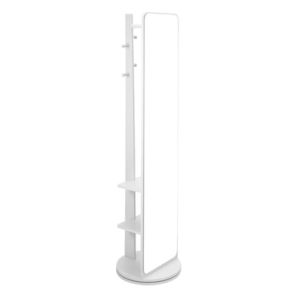 360° Rotating Full-Length Mirror with Coat Rack