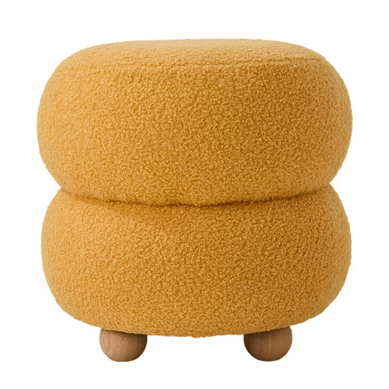 Round Teddy Fleece Upholstered Footstool