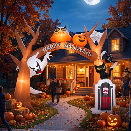 9FT Blow-up Halloween Archway Inflatable Decoration with Built-in LED Light