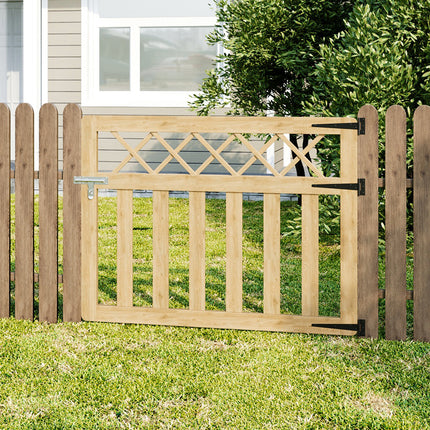 4x3ft Outdoor Cross Top Wooden Garden Gate Pedestrian Fence Yard Door