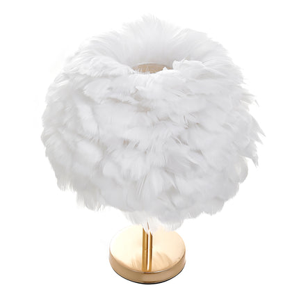 Chic Feather Table Lamp with Golden Base