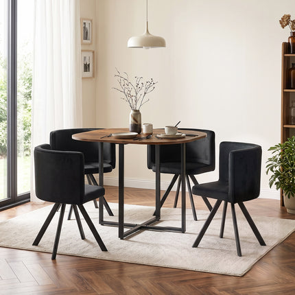 Vintage Dining Table Set with 4 Chairs
