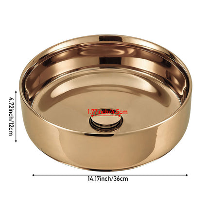 Round Ceramic Countertop Washbasin Vessel Sink
