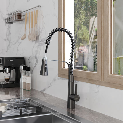 Pre-rinse Pull Down Kitchen Faucet Grey