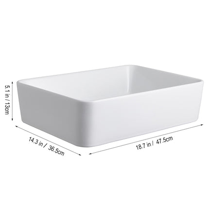Rectangular Ceramic Countertop Basin with Central Drain Set