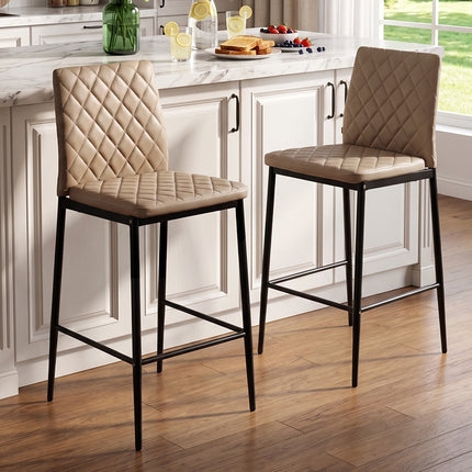 2PCS Upholstered Bar Stools with Backrest