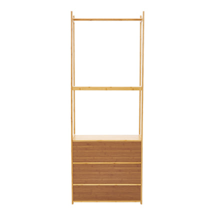 Freestanding Wooden Clothes Rack with Cabinet