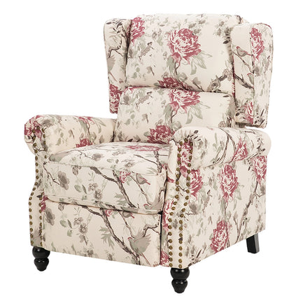 Fabric Upholstered Sofa Pushback Reclining Chair Armchair