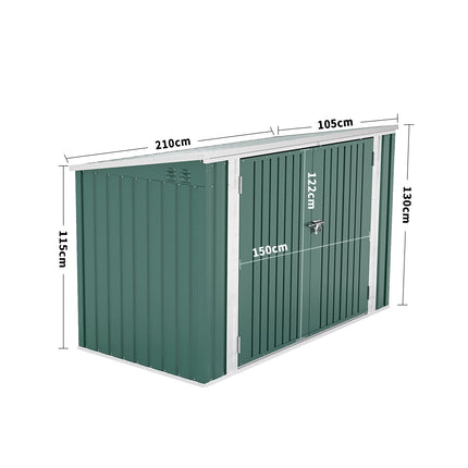 Heavy Duty Steel Bicycle Storage Shed 210 x 105 x 130cm