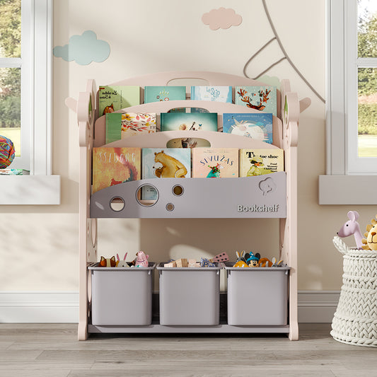 Toddler Toy Storage Organizer with Bins and Bookshelves