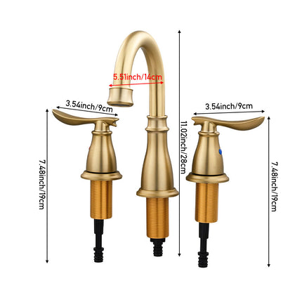 Double Handle Bathroom Sink Faucet with Drainer