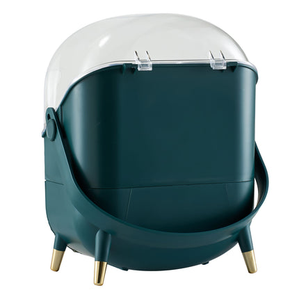 Countertop Portable Oval Makeup Storage Box with Transparent Cover