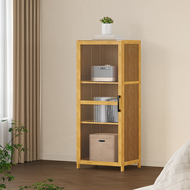 3-Tier Narrow Bookcase Storage Cabinet with Acrylic Door