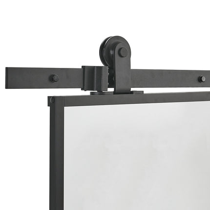 8 Frosted Glass Black Barn Door with Sliding Hardware Kit