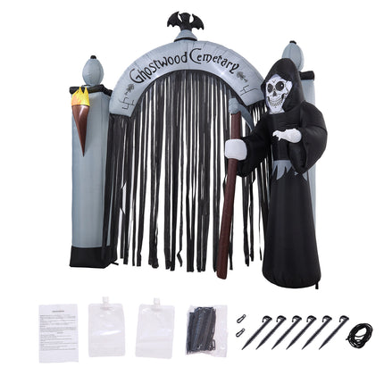 7 FT Halloween Inflatable Cemetery Archway Decoration with LED Lights