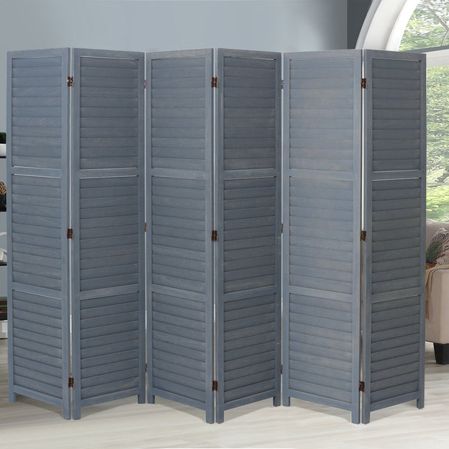 Folding Room Divider Privacy Separator Screen, Dark Grey 6 Panel