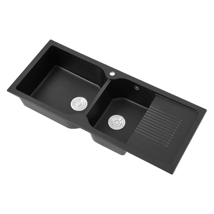 Double Bowl Quartz Resin Composite Kitchen Sink with Waste Kit