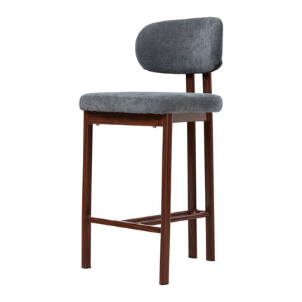 Set of 2 Chenille Upholstered Bar Stools