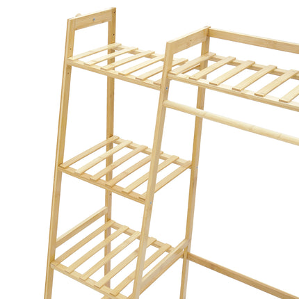 Bamboo Bedroom Garment Clothes Rack Natural 130cm