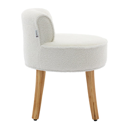Teddy Fleece Dressing Table Stool with Solid Wood Legs