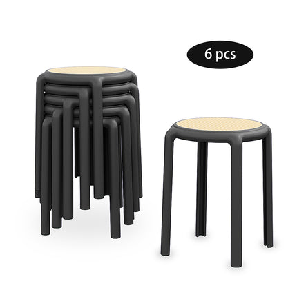 6Pcs Plastic Backless Stacking Stool Dining Chair