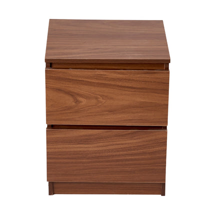 2-Drawer Wooden Nightstand Bedside Table in Walnut Colour